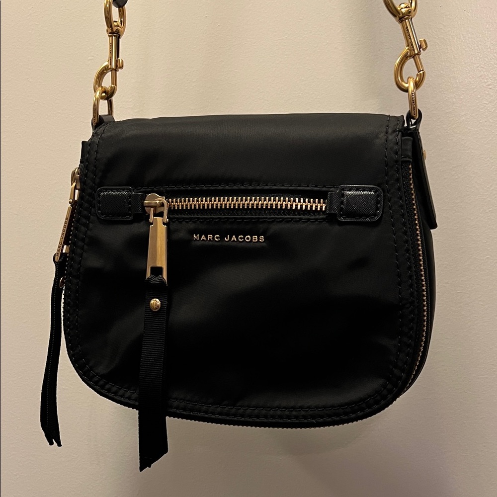 Marc Jacobs Black Crossbody Bag with Gold Accents